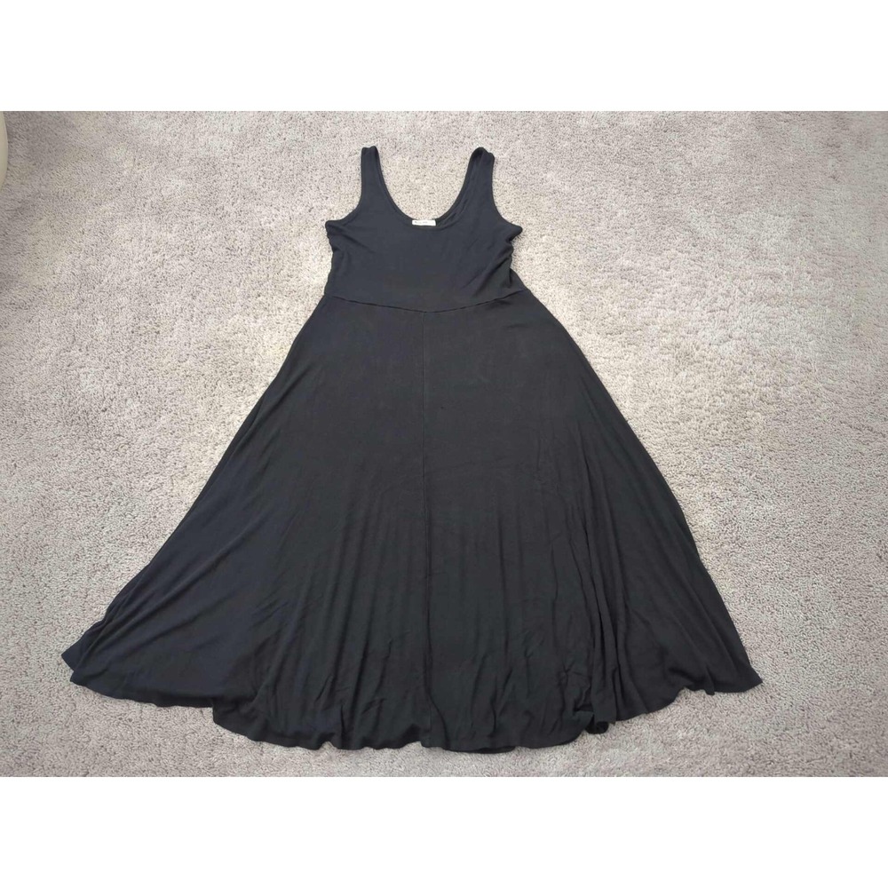 Marine Layer Dress‎ Womens L Black Tank Scoop Neck Fit & Flare Ribbed Knit Midi
